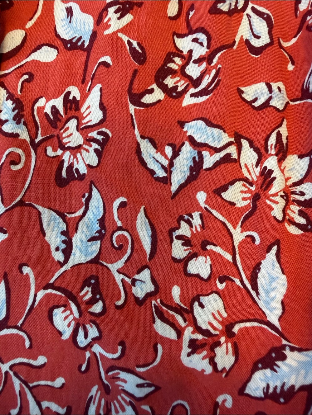 LOFT Petite Rust Botanical Floral Midi Dress Contrast Border Hem Drawstring - Picture 5 of 9